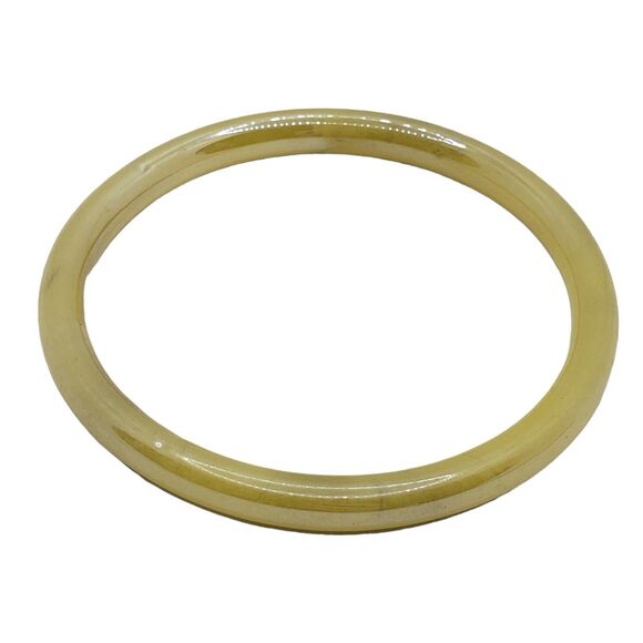 Vintage Iridescent Yellow Glass Bangle Bracelet Stackable Colorful - Picture 4 of 7